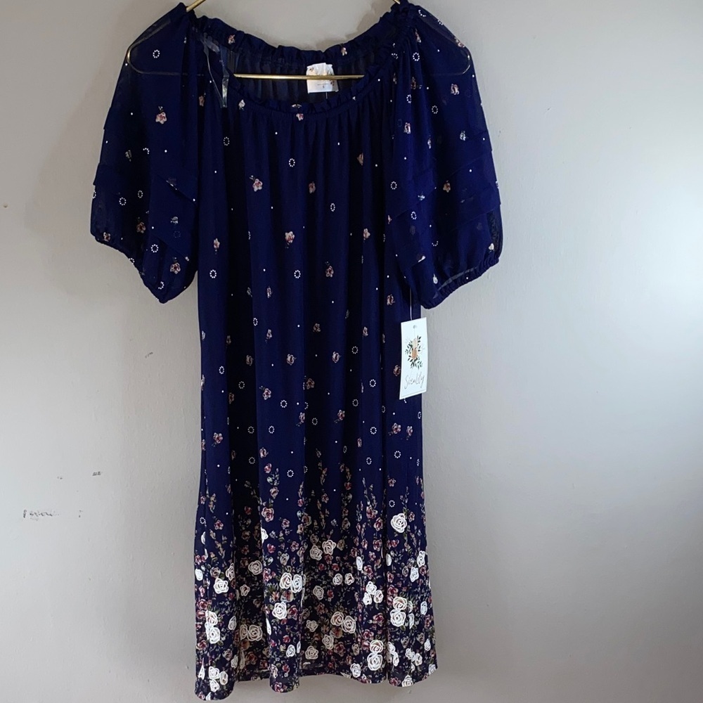 Navy Floral Midi Dress